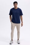 Ellesse % 100 Pamuk Oversize Fit Bisiklet Yaka Erkek T Shirt EM376-NV LACİVERT