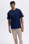 Ellesse % 100 Pamuk Oversize Fit Bisiklet Yaka Erkek T Shirt EM376-NV LACİVERT