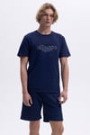 Ellesse % 100 Pamuk Regular Fit Bisiklet Yaka Logo Baskılı Erkek T Shirt EM451-NV LACİVERT