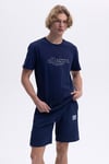 Ellesse % 100 Pamuk Regular Fit Bisiklet Yaka Logo Baskılı Erkek T Shirt EM451-NV LACİVERT