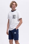 Ellesse Baskılı Pamuklu Regular Fit Şerit Detaylı Bisiklet Yaka Erkek T Shirt EM458-OF BEYAZ