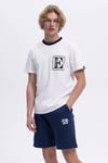Ellesse Baskılı Pamuklu Regular Fit Şerit Detaylı Bisiklet Yaka Erkek T Shirt EM458-OF BEYAZ
