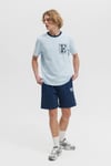 Ellesse Baskılı Pamuklu Regular Fit Şerit Detaylı Bisiklet Yaka Erkek T Shirt EM458-BL MAVİ