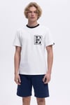 Ellesse Baskılı Pamuklu Regular Fit Şerit Detaylı Bisiklet Yaka Erkek T Shirt EM458-OF BEYAZ