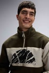 Ellesse Logolu Renk Bloklu Regular Fit Yarım Fermuarlı Dik Yaka Erkek Sweat EM519-KH KOYU HAKİ