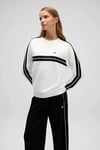 Ellesse Logolu Şerit Detaylı Pamuklu Regular Fit Bisiklet Yaka Bayan Sweat EF536-OF BEYAZ