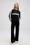 Ellesse Logolu Şerit Detaylı Pamuklu Regular Fit Bisiklet Yaka Kadın Sweat EF536-BK SİYAH