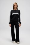 Ellesse Logolu Şerit Detaylı Pamuklu Regular Fit Bisiklet Yaka Kadın Sweat EF536-BK SİYAH