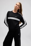 Ellesse Logolu Şerit Detaylı Pamuklu Regular Fit Bisiklet Yaka Kadın Sweat EF536-BK SİYAH