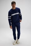 Ellesse Pamuklu Regular Fit Bisiklet Yaka Şerit Detaylı Erkek Sweat EM618-NV LACİVERT
