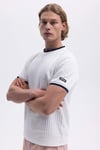 Ellesse Streç Pamuklu Regular Fit Şerit Detaylı Bisiklet Yaka Erkek T Shirt EM492-OF BEYAZ