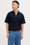 Essentials Jjeaustin Normal Kalıp Fermuarlı Erkek Polo Yaka T Shirt 12279177 LACİVERT