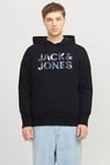 Essentials Jjebryan Logolu % 100 Pamuk Relaxed Fit Kapüşonlu Erkek Sweat 12268128 SİYAH