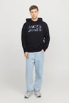Essentials Jjebryan Logolu % 100 Pamuk Relaxed Fit Kapüşonlu Erkek Sweat 12268128 SİYAH