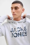Essentials Jjebryan Logolu % 100 Pamuk Relaxed Fit Kapüşonlu Erkek Sweat 12268128 AÇIK GRİ