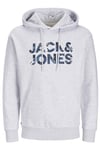 Essentials Jjebryan Logolu % 100 Pamuk Relaxed Fit Kapüşonlu Erkek Sweat 12268128 AÇIK GRİ