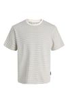 Essentials Jjedover Pamuklu Relaxed Fit Çizgili Erkek T Shirt 12288015 KREM-LACIVERT