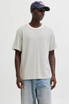 Essentials Jjedover Pamuklu Relaxed Fit Çizgili Erkek T Shirt 12288015 KREM-LACIVERT