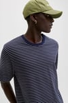 Essentials Jjedover Pamuklu Relaxed Fit Çizgili Erkek T Shirt 12288015 LACİVERT-BEYAZ