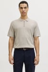 Essentials Jjeemil Pamuklu Fermuarlı Erkek Polo Yaka T Shirt 12288260 BEJ