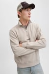 Essentials Jjesoho Pamuklu Regular Fit Fermuarlı Dik Yak Erkek Sweat 12278793 TAŞ