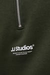 Essentials Jjesoho Pamuklu Regular Fit Fermuarlı Dik Yak Erkek Sweat 12278793 KOYU YEŞİL