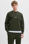 Essentials Jjesoho Pamuklu Regular Fit Bisiklet Yaka Erkek Sweat 12278791 KOYU YEŞİL