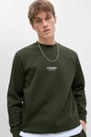 Essentials Jjesoho Pamuklu Regular Fit Bisiklet Yaka Erkek Sweat 12278791 KOYU YEŞİL