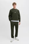 Essentials Jjesoho Pamuklu Regular Fit Bisiklet Yaka Erkek Sweat 12278791 KOYU YEŞİL