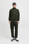 Essentials Jjesoho Pamuklu Regular Fit Fermuarlı Dik Yak Erkek Sweat 12278793 KOYU YEŞİL