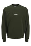 Essentials Jjesoho Pamuklu Regular Fit Bisiklet Yaka Erkek Sweat 12278791 KOYU YEŞİL