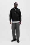 Essentials Jjesoho Pamuklu Regular Fit Fermuarlı Dik Yak Erkek Sweat 12278793 SİYAH