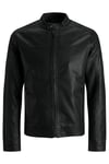 Essentials Jjewarner Regular Fit Fermuarlı Suni Erkek Deri Mont 12182461 SİYAH