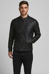Essentials Jjewarner Regular Fit Fermuarlı Suni Erkek Deri Mont 12182461 SİYAH