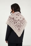 Etnik Desenli Saçaklı 100 x 100 cm Kadın Şal 6941300 Bej-Bordo