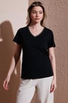 Fashion Friends % 100 Pamuk Regular Fit V Yaka Bayan T Shirt 25Y0478K1 SİYAH