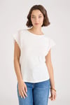 Fashion Friends % 100 Pamuk Relaxed Fit Dantel Detaylı Bayan Bluz 25Y1203K1 EKRU