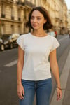 Fashion Friends % 100 Pamuk Relaxed Fit Dantel Detaylı Bayan Bluz 25Y1203K1 EKRU