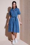 Fashion Friends % 100 Pamuk Standart Fit Kısa Kollu Mini Boy Denim Bayan Elbise 25Y0108K1 MAVİ
