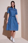 Fashion Friends % 100 Pamuk Standart Fit Kısa Kollu Mini Boy Denim Bayan Elbise 25Y0108K1 MAVİ