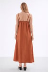 Fashion Friends A Kesim V Yaka Askılı Modal Midi Kadın Elbise 26Y0501K1 KİREMİT
