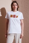 Fashion Friends Baskılı % 100 Pamuk Regular Fit Bisiklet Yaka Bayan T Shirt 25Y0300K1 BEYAZ