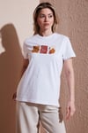 Fashion Friends Baskılı % 100 Pamuk Regular Fit Bisiklet Yaka Bayan T Shirt 25Y0300K1 BEYAZ