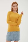Fashion Friends Bisiklet Yaka Slim Fit İnce Triko Bayan Kazak 23K0777K1 HARDAL