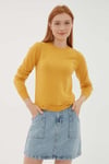 Fashion Friends Bisiklet Yaka Slim Fit İnce Triko Bayan Kazak 23K0777K1 HARDAL