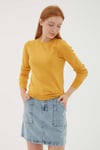 Fashion Friends Bisiklet Yaka Slim Fit İnce Triko Bayan Kazak 23K0777K1 HARDAL