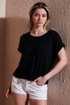 Fashion Friends Comfort Fit Bisiklet Yaka Bayan Bluz 25Y0519K1 SİYAH