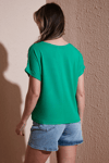 Fashion Friends Comfort Fit Bisiklet Yaka Bayan Bluz 25Y0519K1 YEŞİL