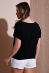 Fashion Friends Comfort Fit Bisiklet Yaka Bayan Bluz 25Y0519K1 SİYAH