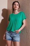 Fashion Friends Comfort Fit Bisiklet Yaka Bayan Bluz 25Y0519K1 YEŞİL